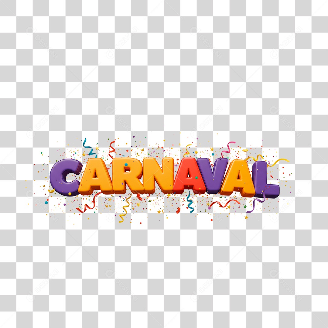 Selo 3D Carnaval Para Composição PNG Transparente