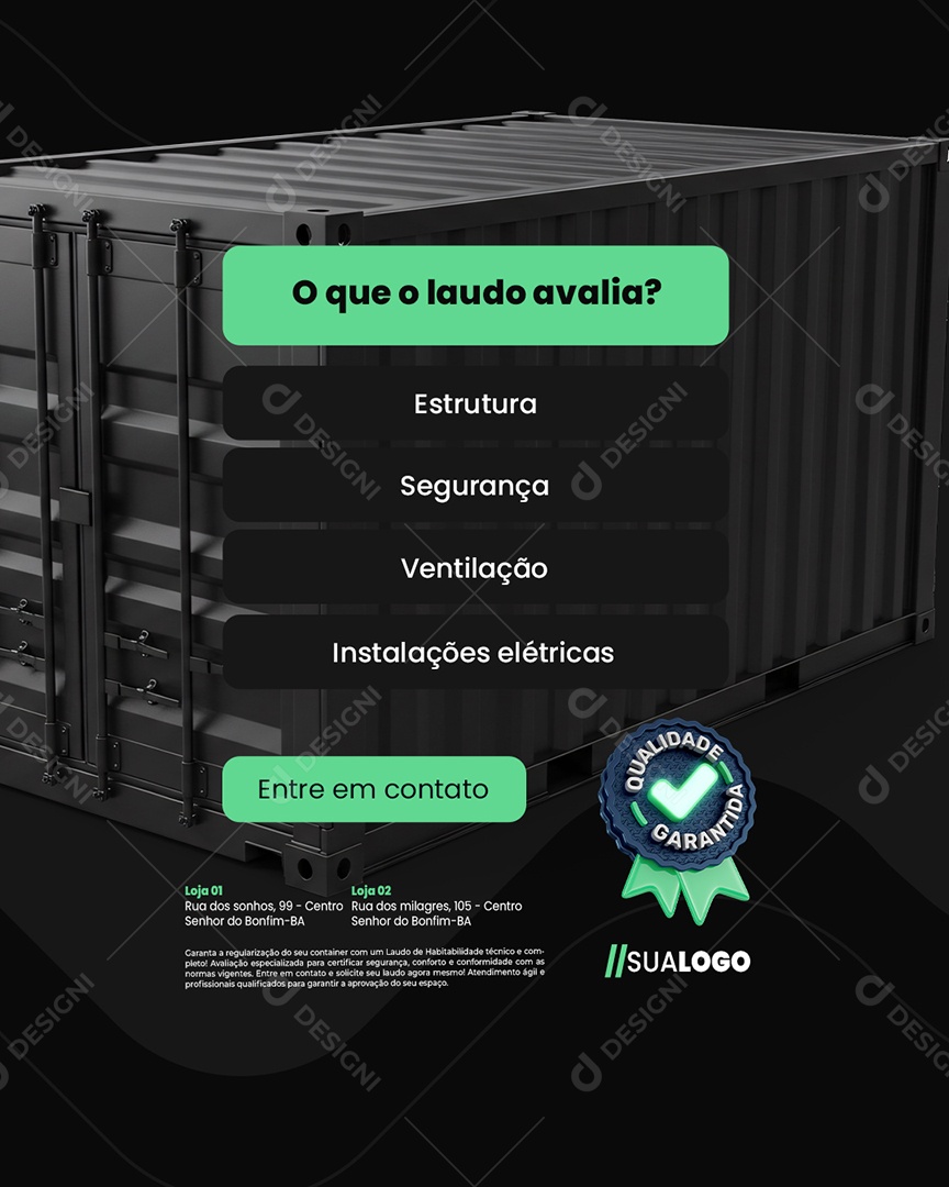 Laudo de Habitalidade Qualidade Garantida O Que o Laudo Avalia Social Media PSD Editável