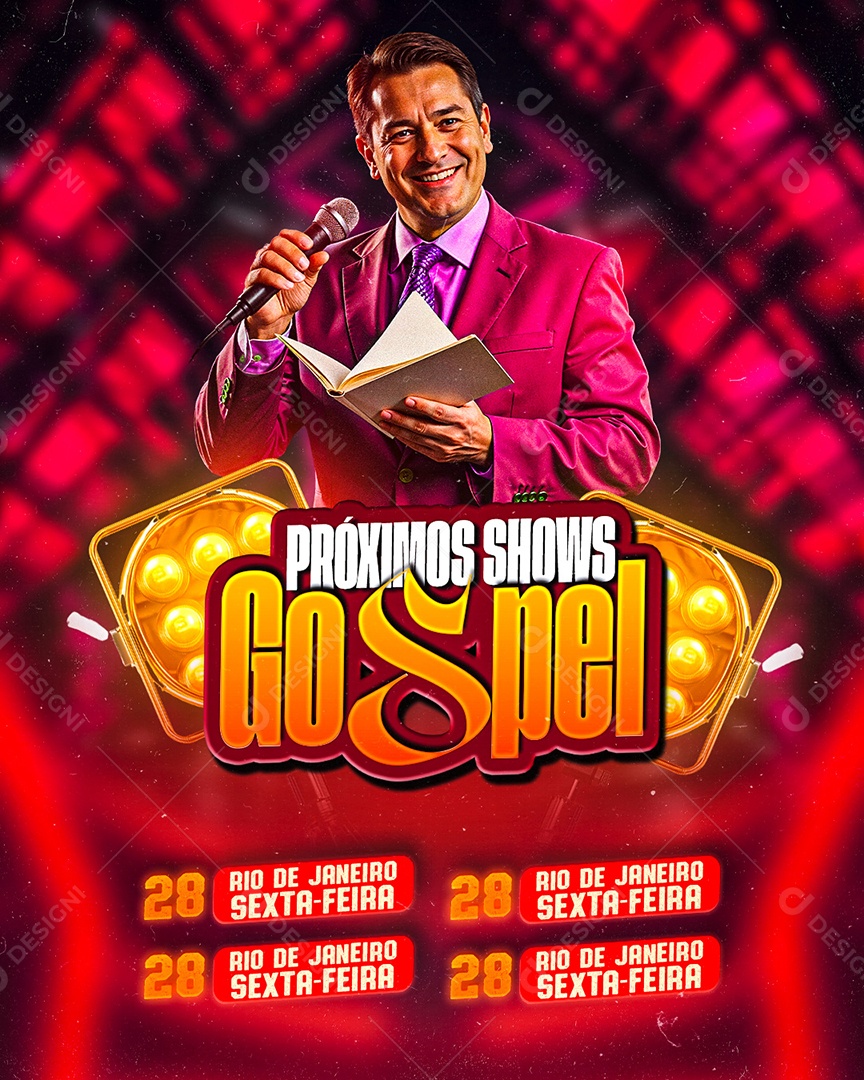Flyer Próximos Shows Gospel Social Media PSD Editável
