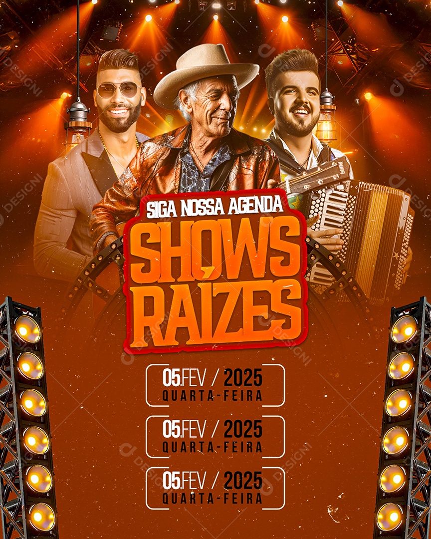 Flyer Shows Raizes Social Media PSD Editável