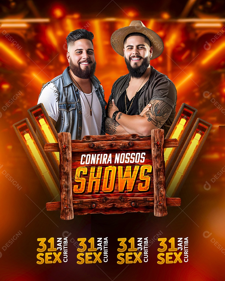 Flyer Confira Nossos Shows Social Media PSD Editável