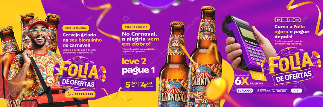 Carrossel Cervejaria Folia De Ofertas Leve 2 Pague Social Media PSD Editável