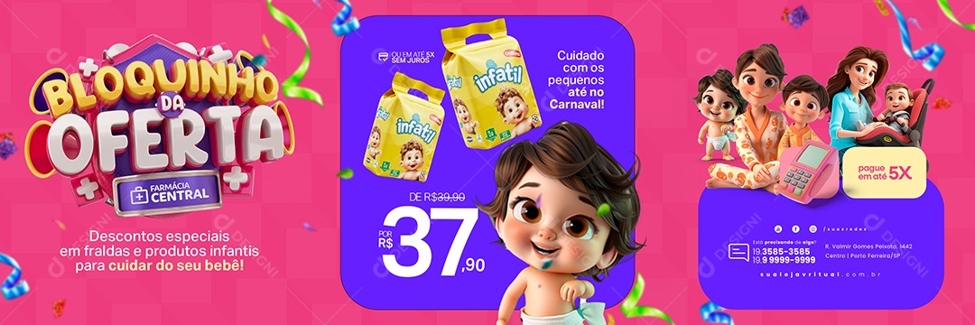 Carrossel Farmácia Bloquinho Da Oferta Frladas Social Media PSD Editável