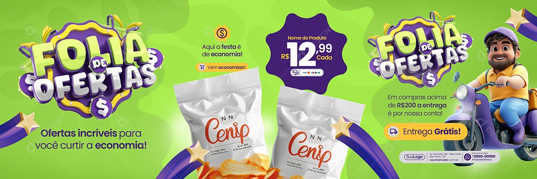 Carrossel Supermercado Folia De Ofertas Social Media PSD Editável