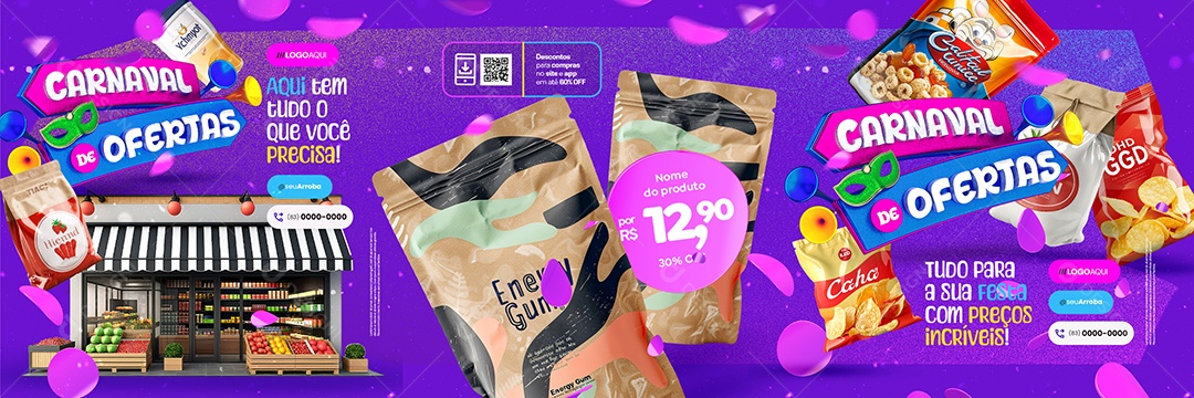 Carrossel Supermercado Carnaval De Ofertas Social Media PSD Editável