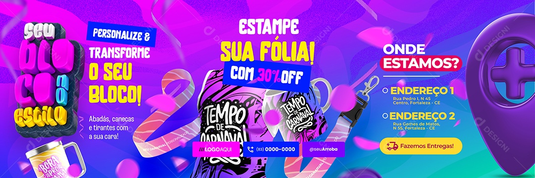 Carrossel Carnaval Estampe Sua Fólia Social Media PSD Editável