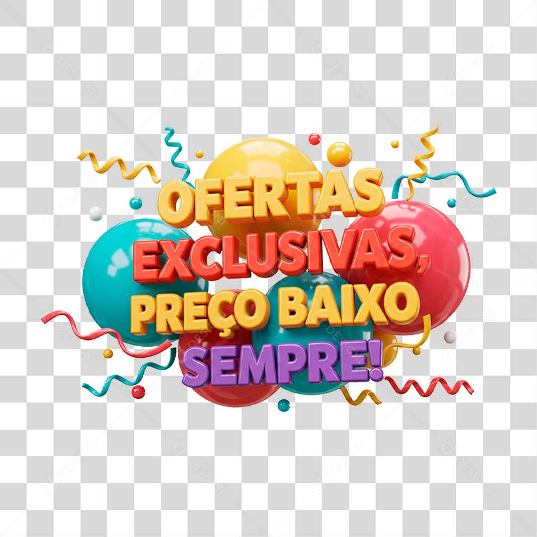 Selo 3D Ofertas Exclusivas Preços Baixo Sempre PNG Transparente