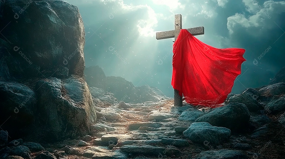 Cenário cruzada com um véu vermelho