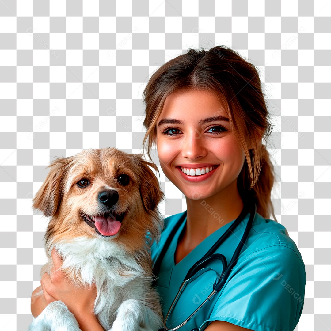 Mulher Segurando Cachorro PNG Transparente