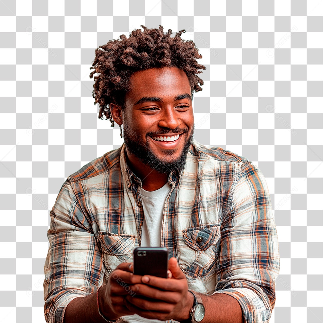 Homem Segurando Celular PNG Transparente