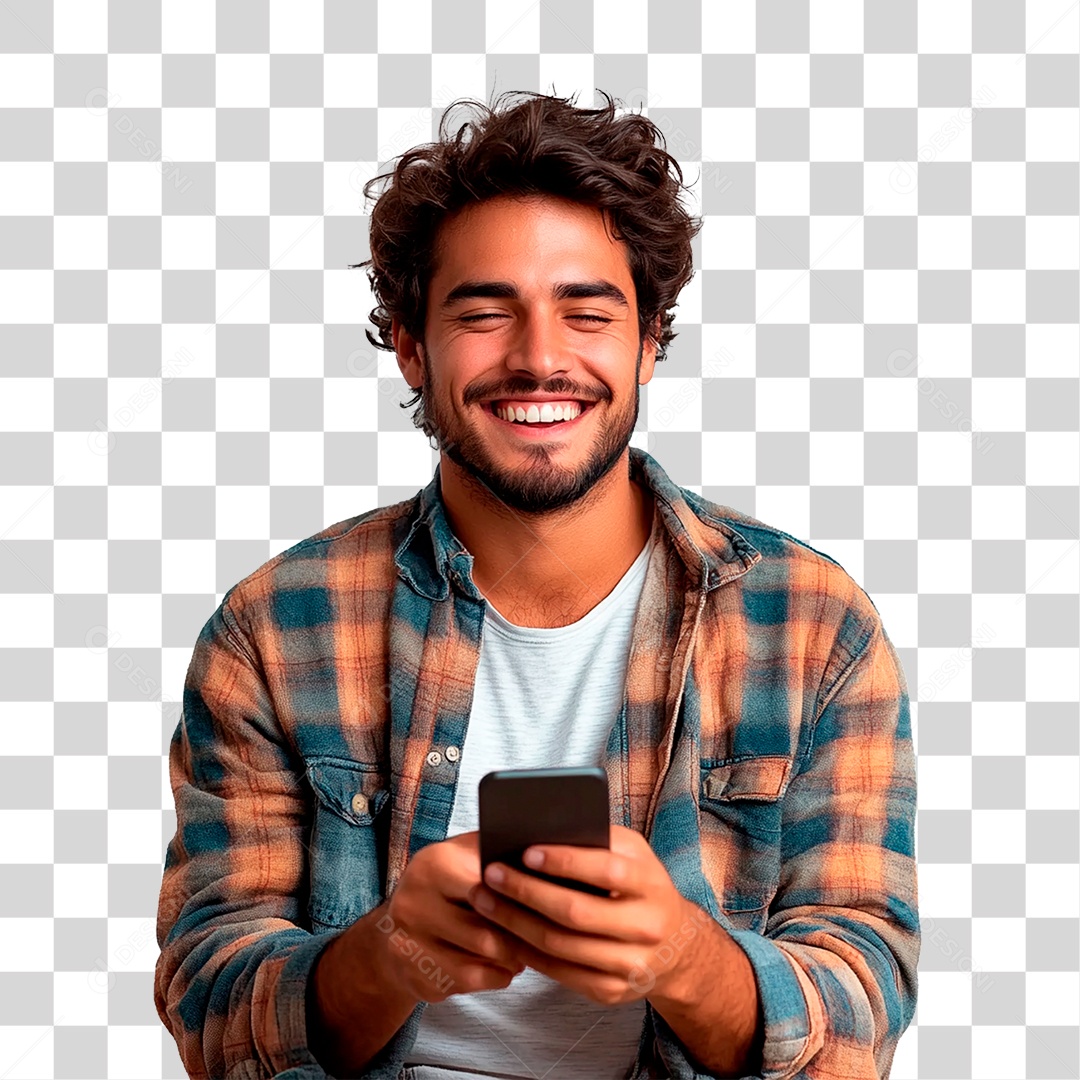 Homem Segurando Telefone PNG Transparente