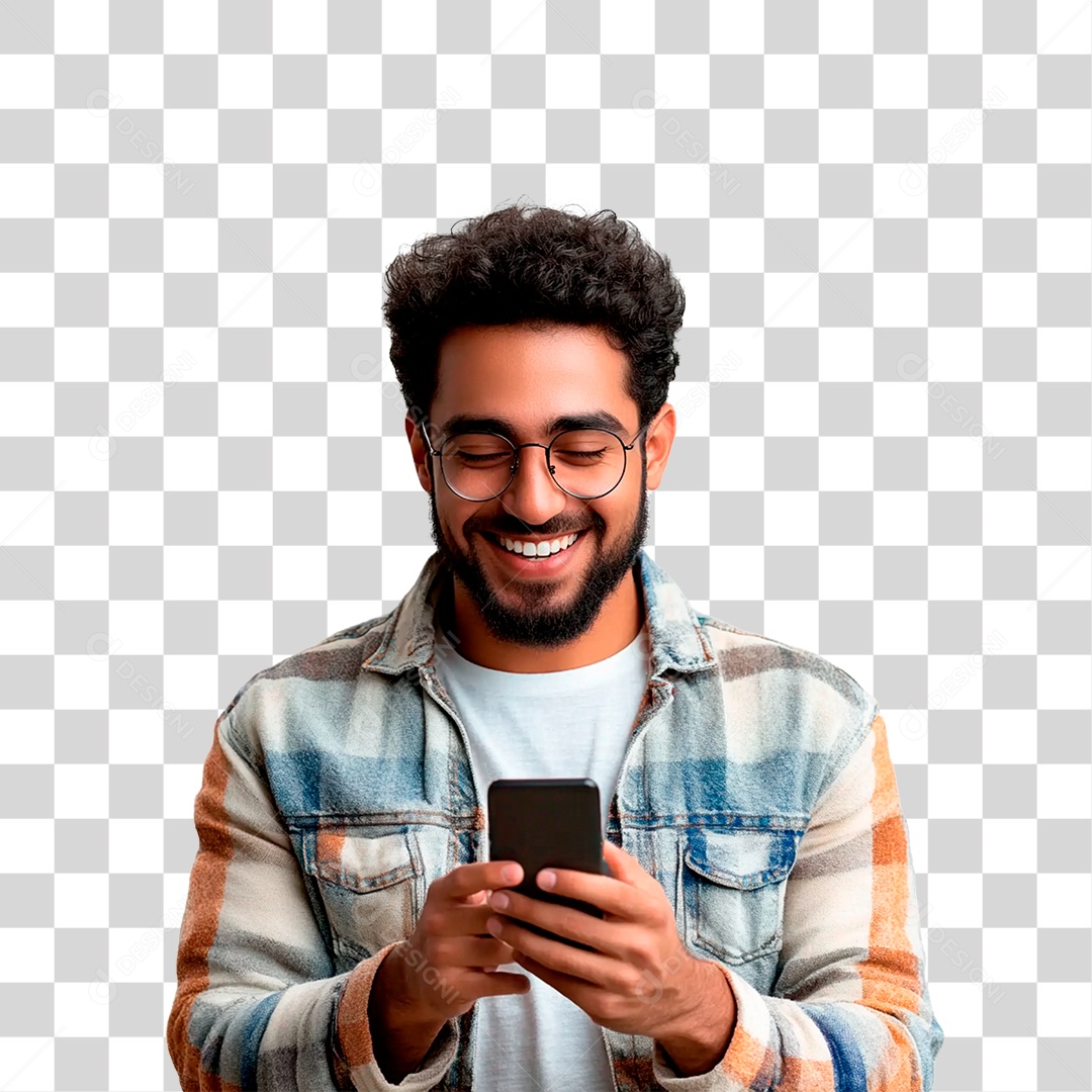 Homem Segurando Celular PNG Transparente
