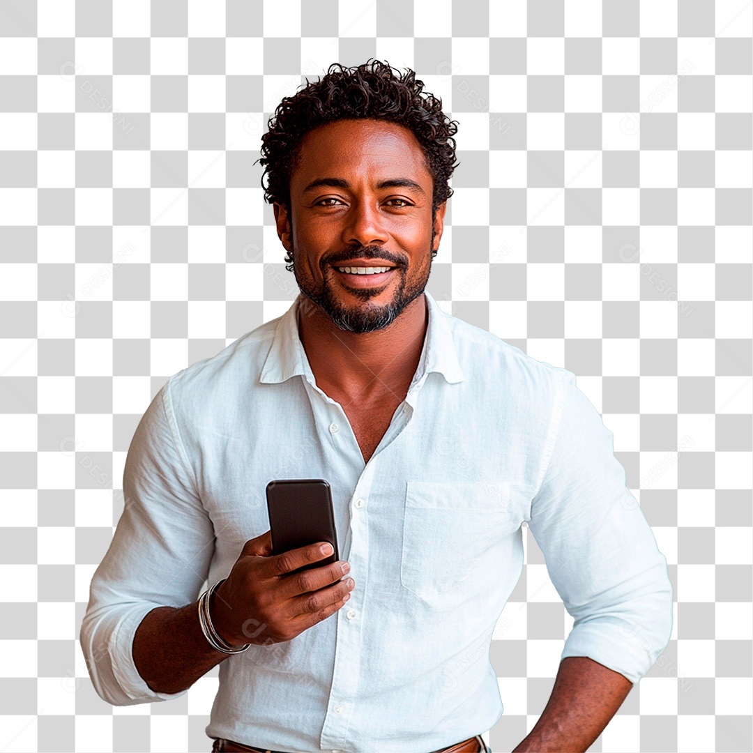 Homem Segurando Celular PNG Transparente