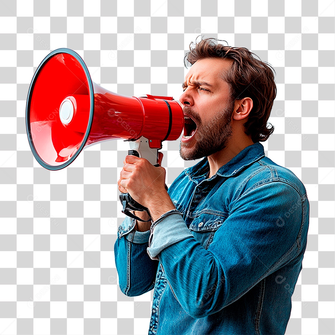 Homem com Megafone PNG Transparente