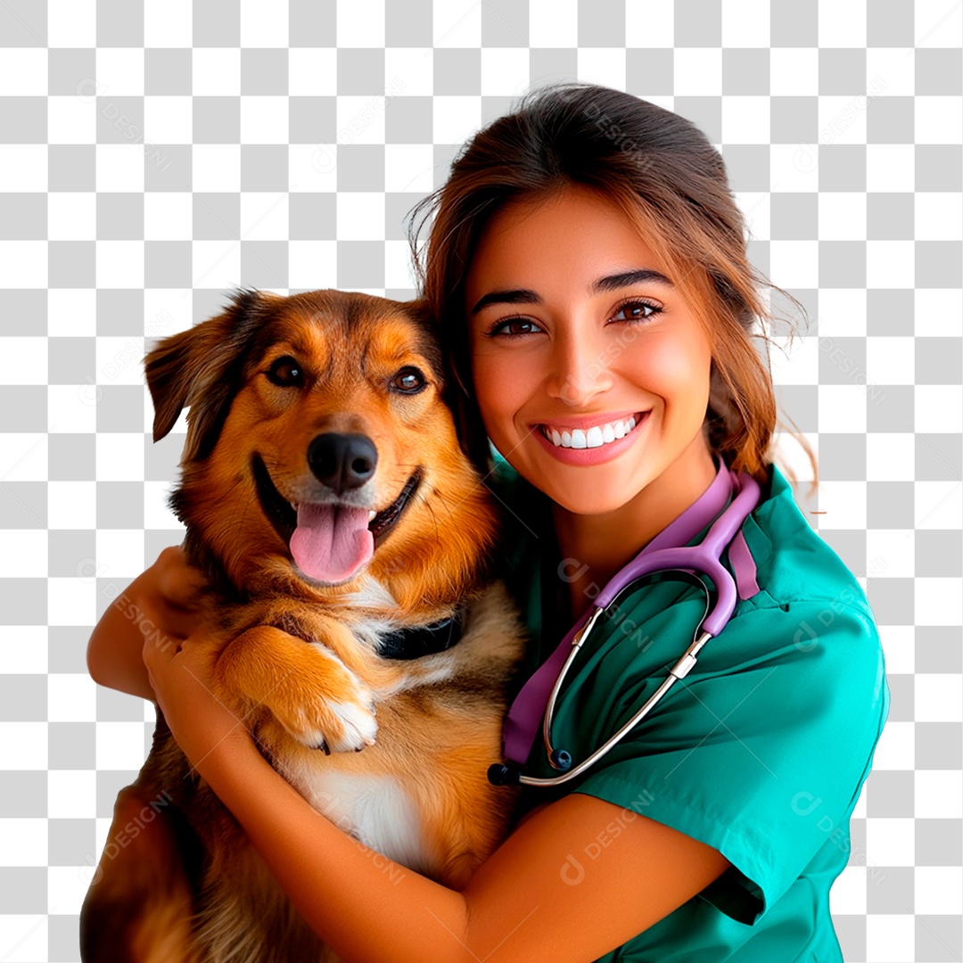 Mulher Segurando Cachorro PNG Transparente