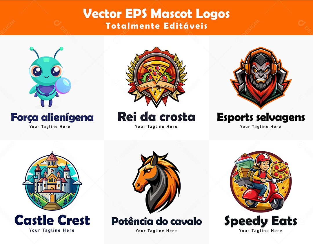 Conjunto de Modelos de Logos de Mascote Vetor EPS