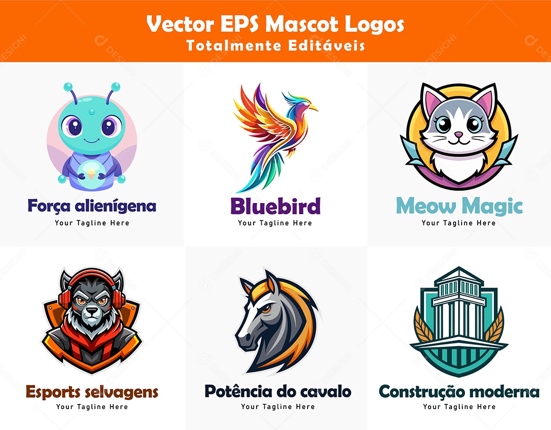 Conjunto de Modelos de Logos de Mascote Vetor EPS