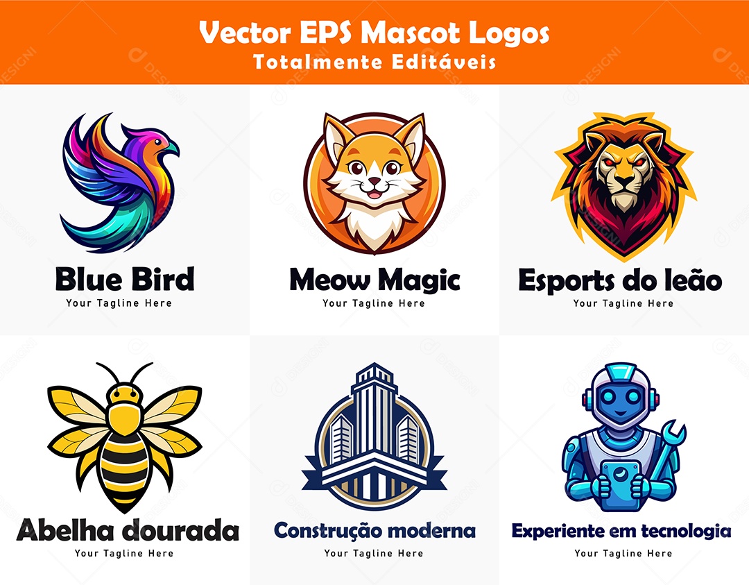 Conjunto de Modelos de Logos de Mascote Vetor EPS