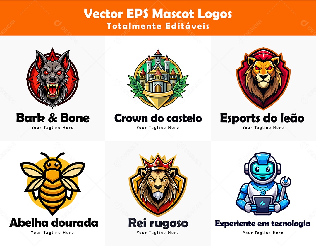 Conjunto de Modelos de Logos de Mascote Vetor EPS