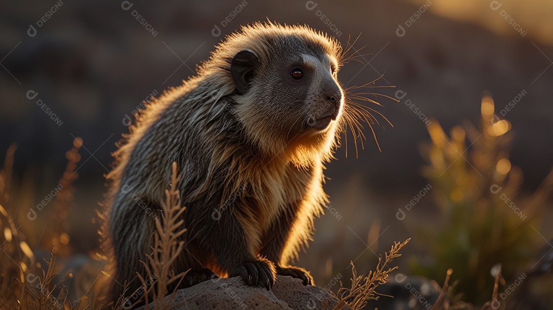 Sagui de pés branco em cima de uma pedra