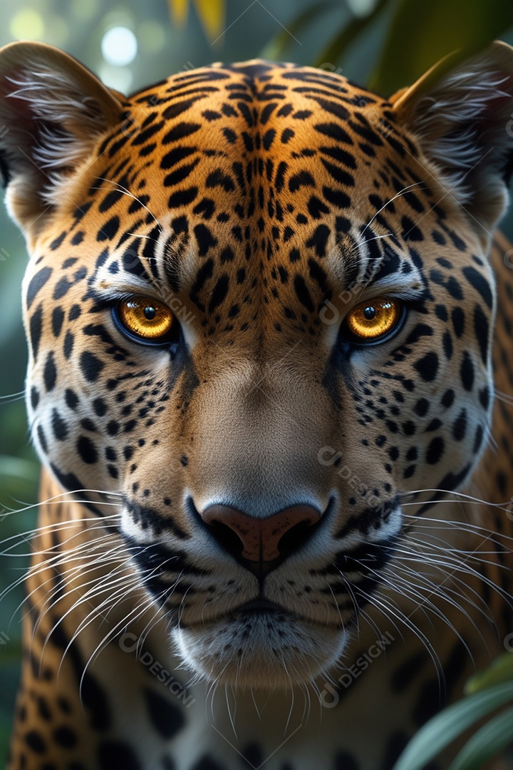 Olhar fixo de uma enorme onça pintada