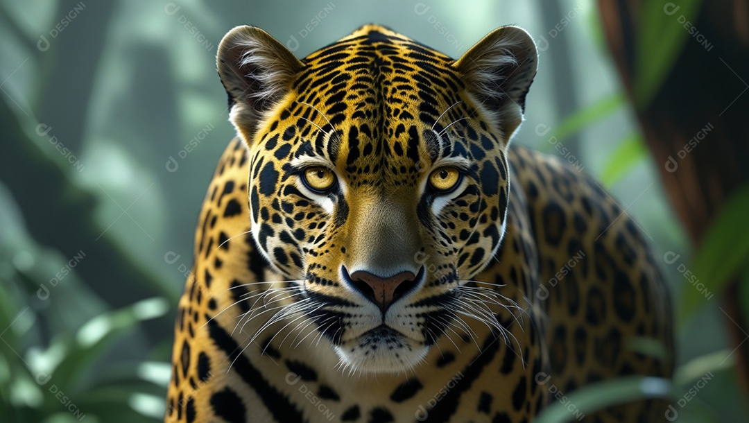 Uma onça no meio da floresta