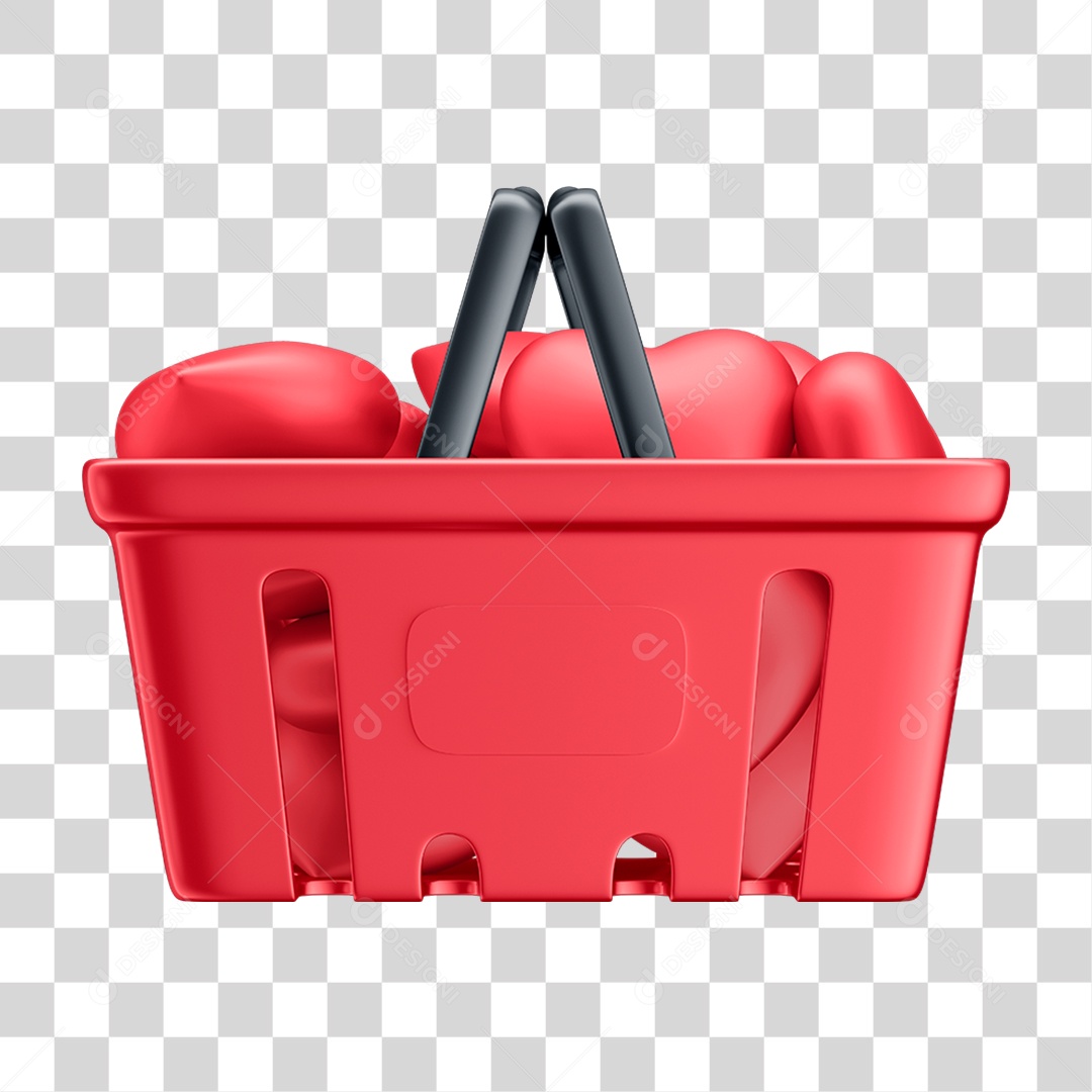 Elemento 3D Cesto de Compras PNG Transparente