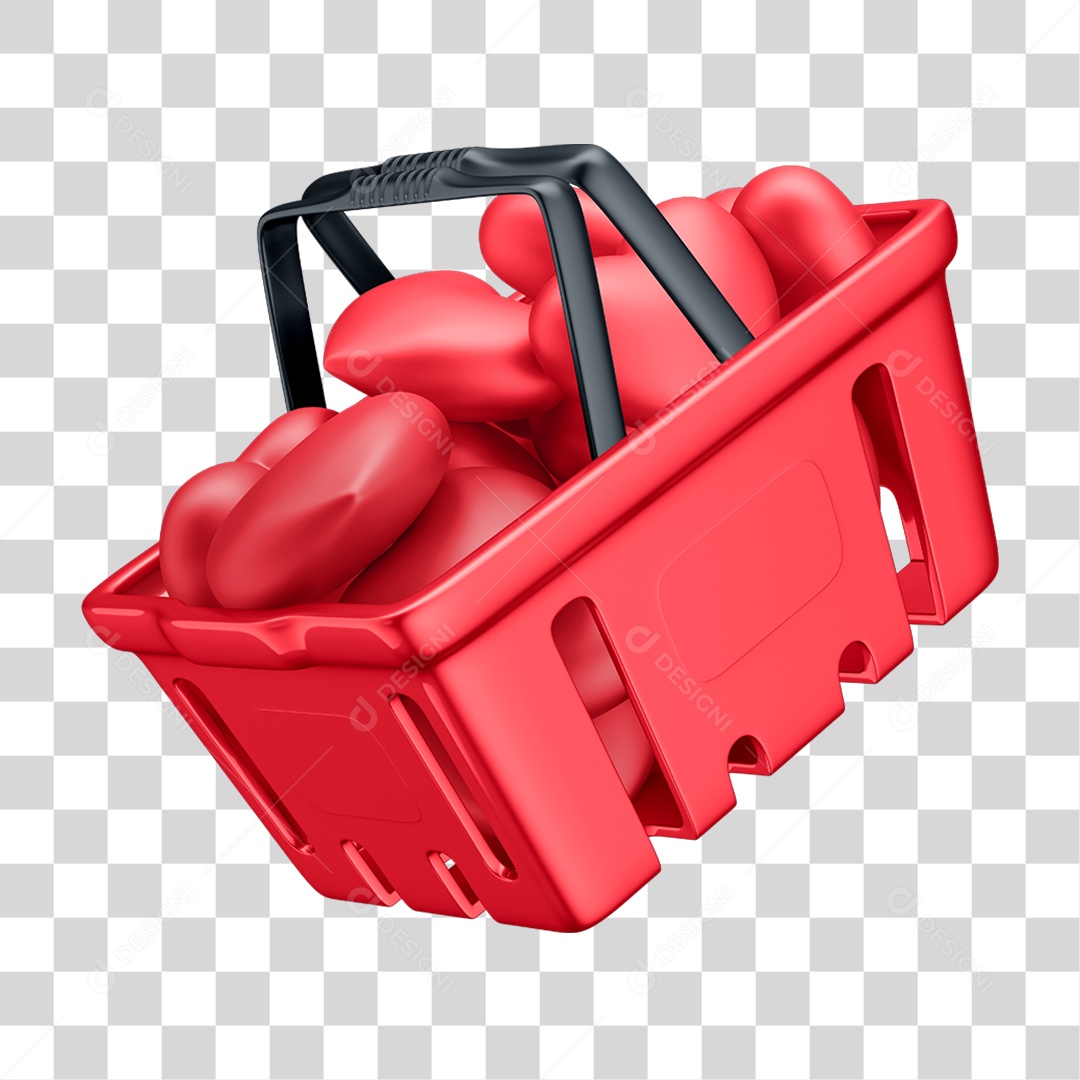 Elemento 3D Cesto de Compras PNG Transparente