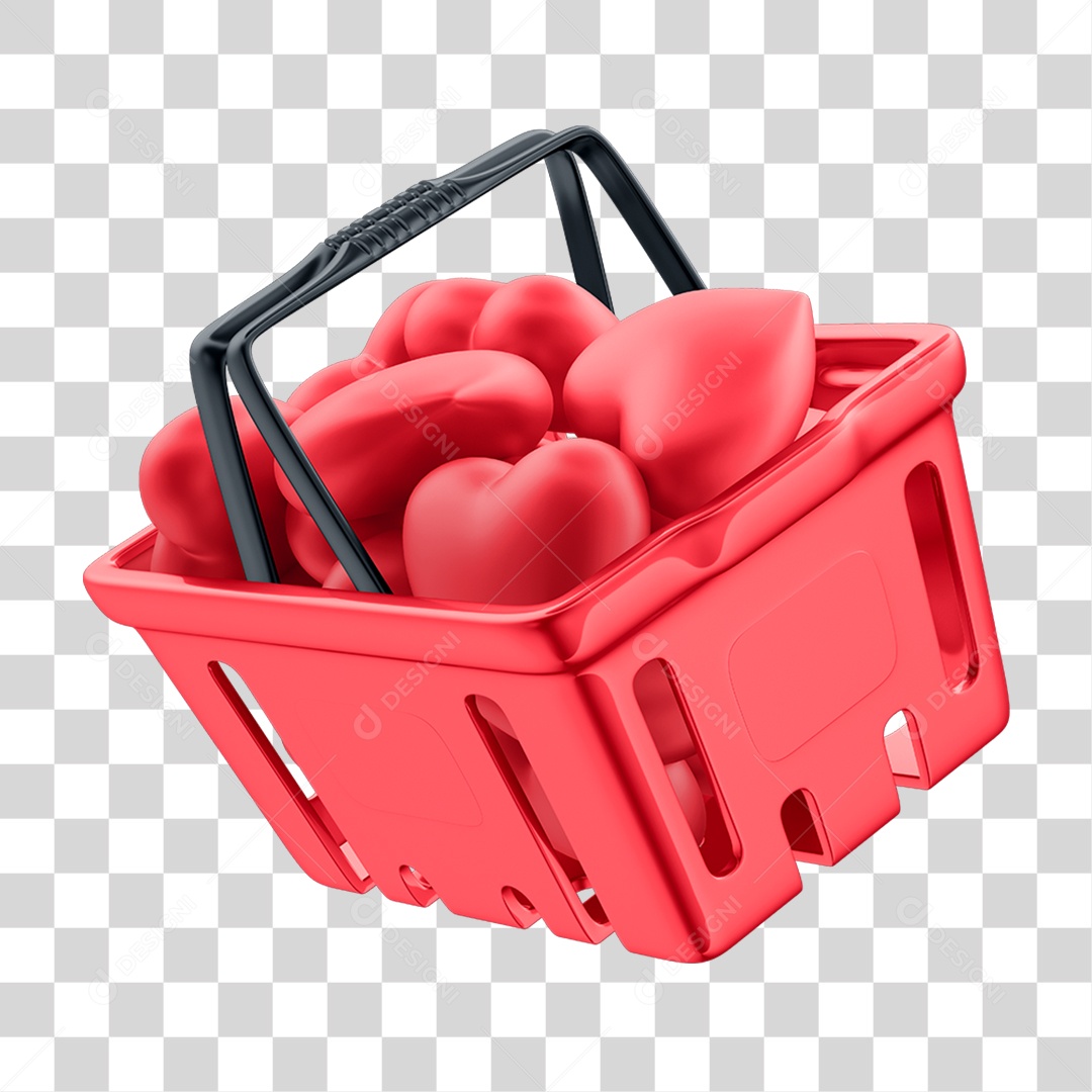Elemento 3D Cesto de Compras PNG Transparente