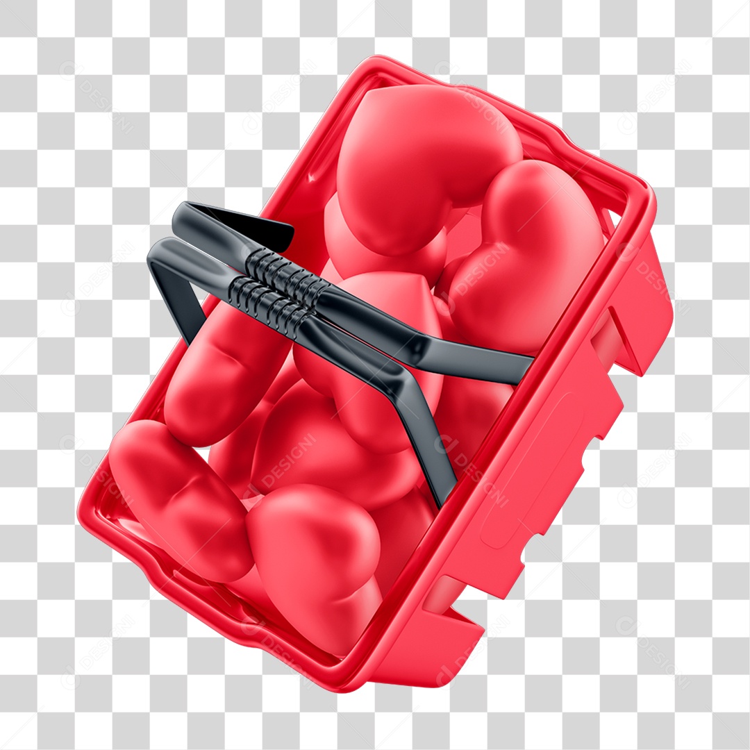 Elemento 3D Cesto de Compras PNG Transparente