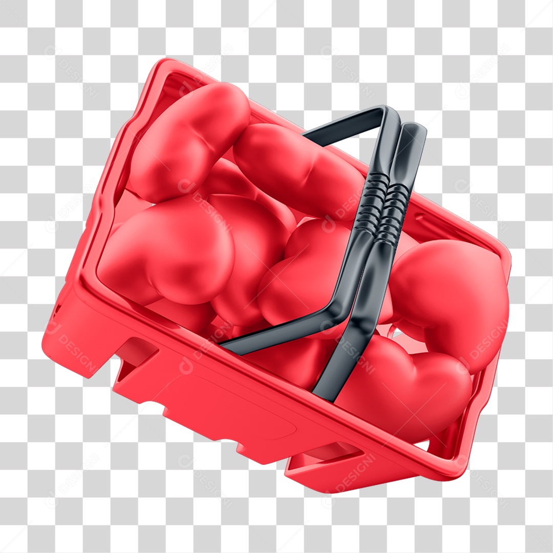 Elemento 3D Cesto de Compras PNG Transparente