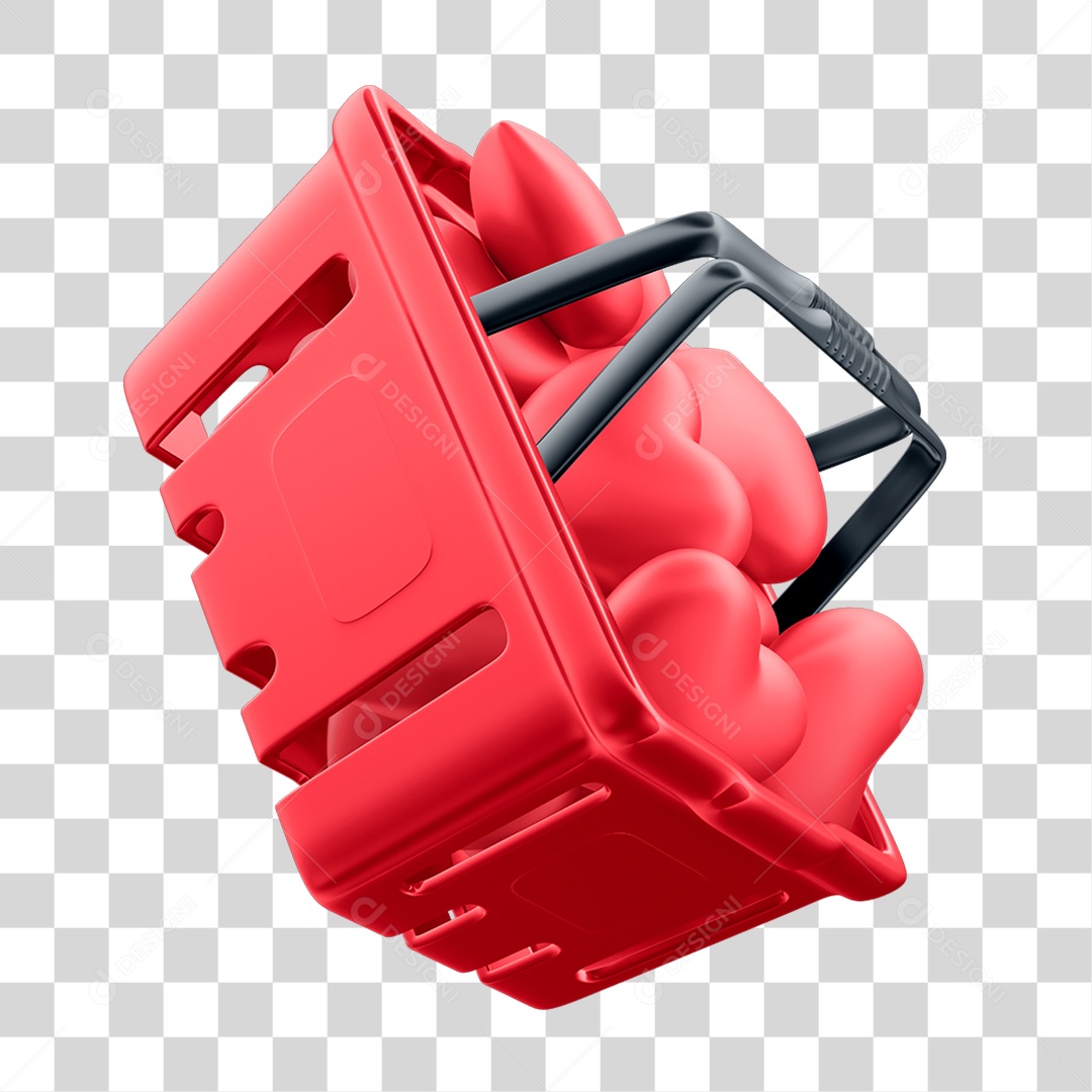 Elemento 3D Cesto de Compras PNG Transparente