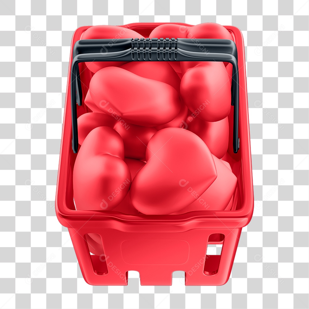 Elemento 3D Cesto de Compras PNG Transparente