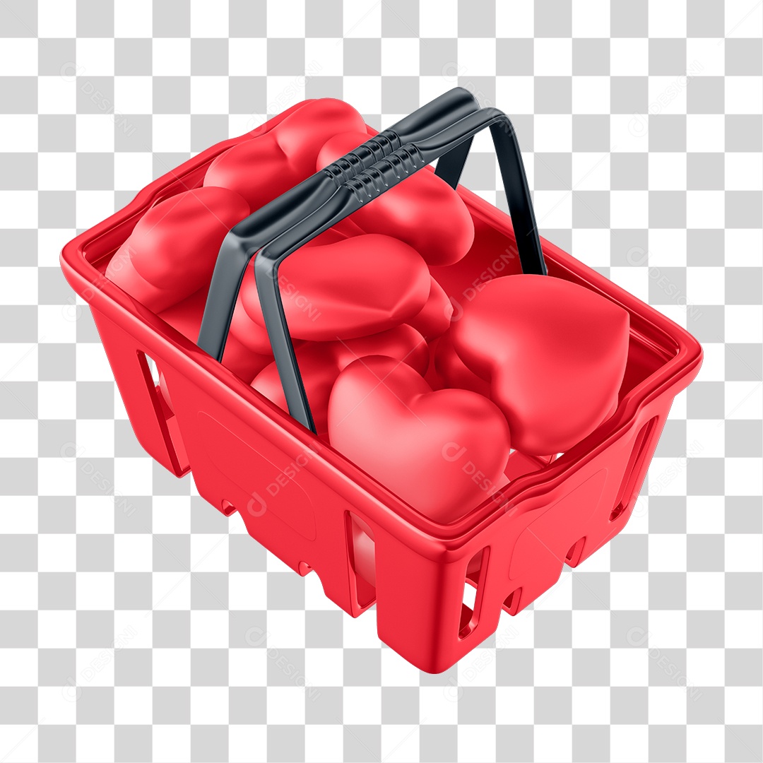 Elemento 3D Cesto de Compras PNG Transparente