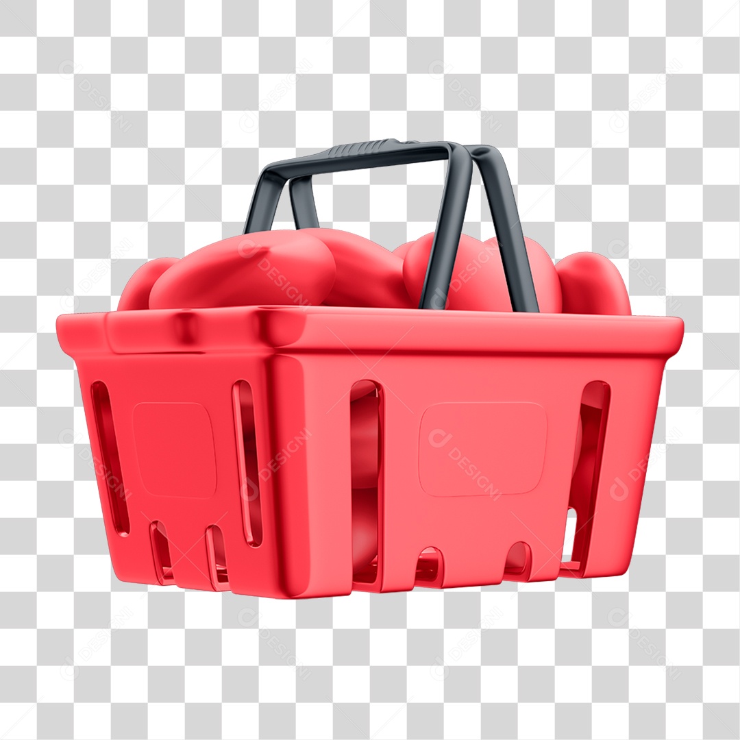 Elemento 3D Cesto de Compras PNG Transparente