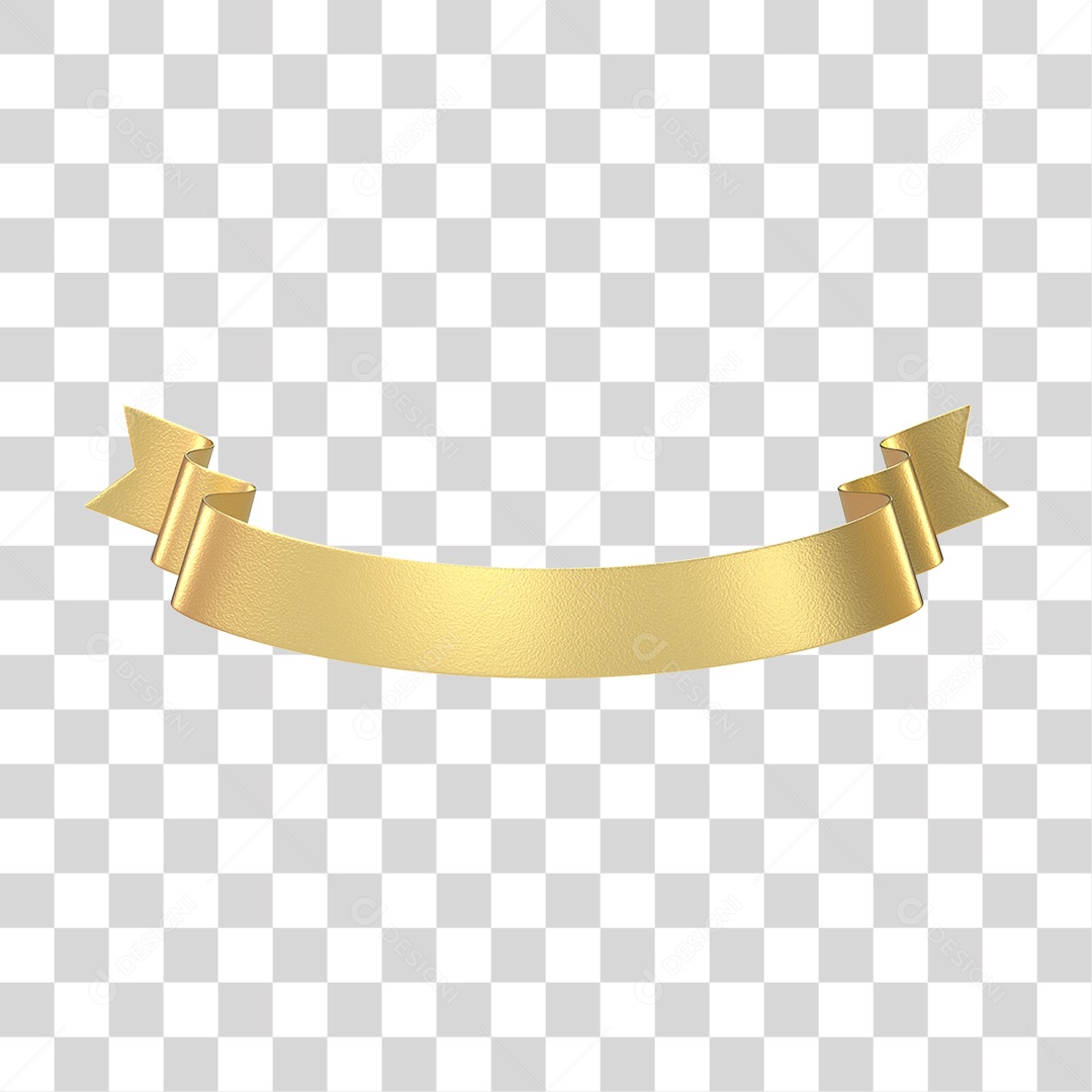 Elemento 3D Banner Fita Dourada PNG Transparente