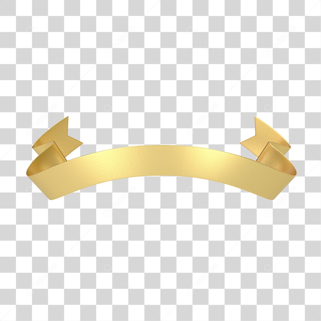 Elemento 3D Banner Fita Dourada PNG Transparente