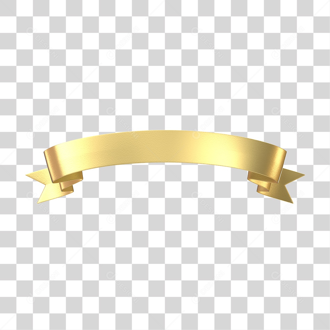 Elemento 3D Banner Fita Dourada PNG Transparente