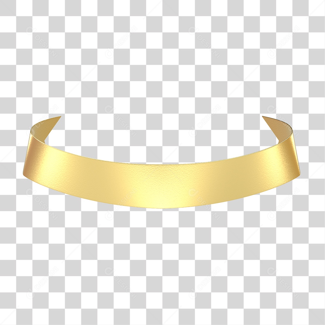 Elemento 3D Banner Fita Dourada PNG Transparente
