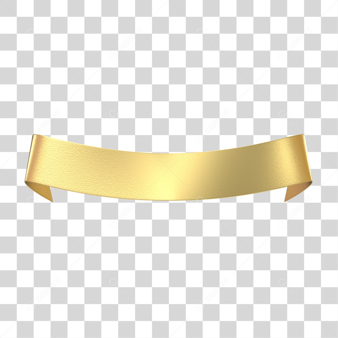 Elemento 3D Banner Fita Dourada PNG Transparente