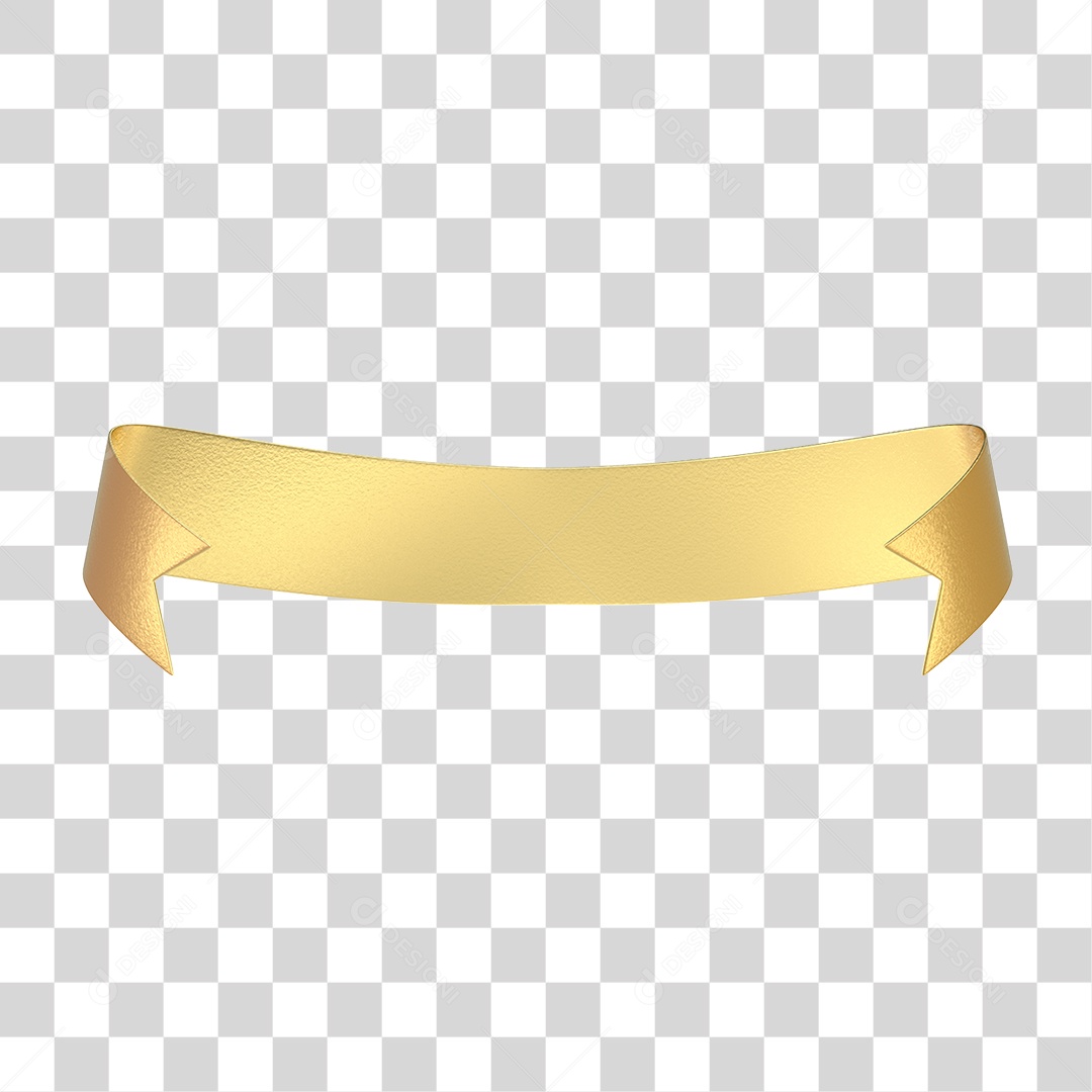 Elemento 3D Banner Fita Dourada PNG Transparente