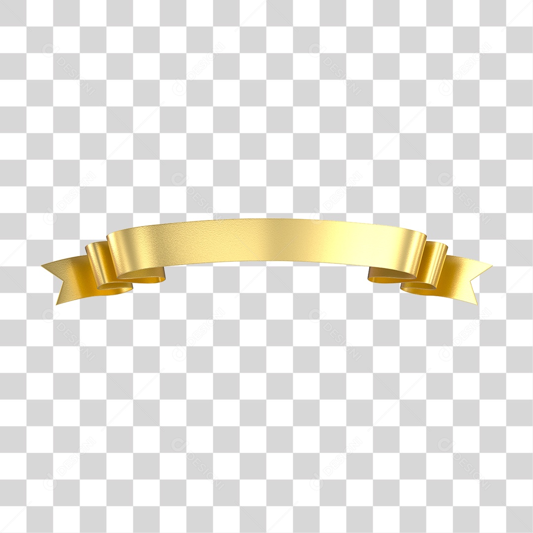 Elemento 3D Banner Fita Dourada PNG Transparente