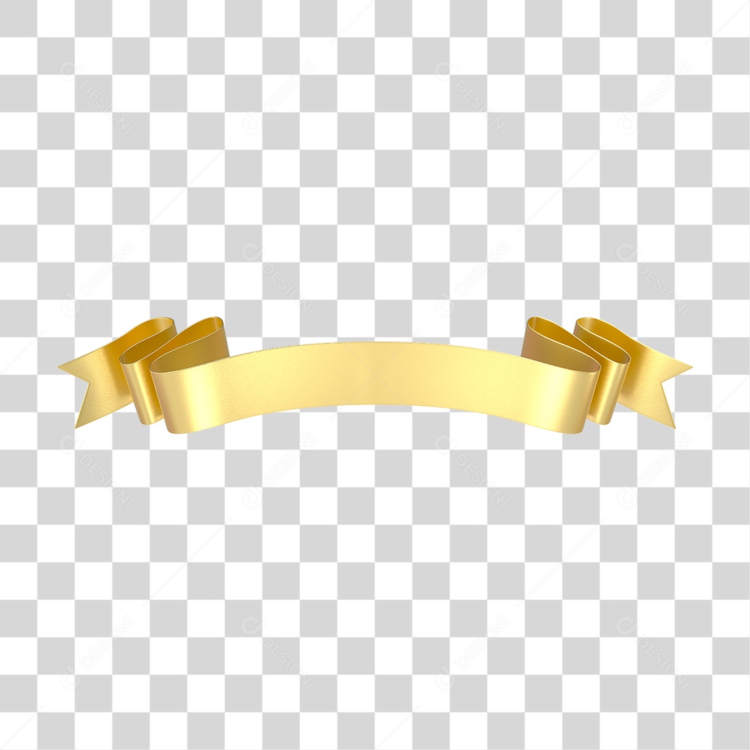 Elemento 3D Banner Fita Dourada PNG Transparente