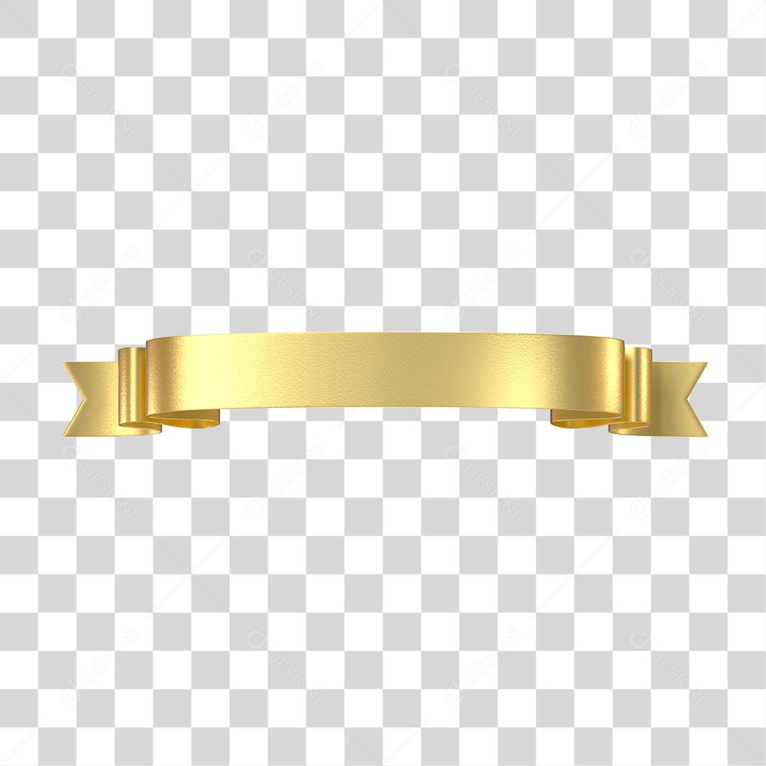 Elemento 3D Banner Fita Dourada PNG Transparente