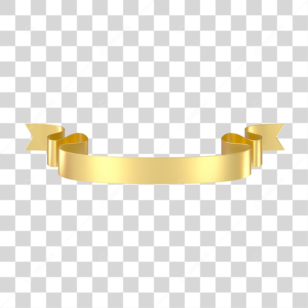Elemento 3D Banner Fita Dourada PNG Transparente