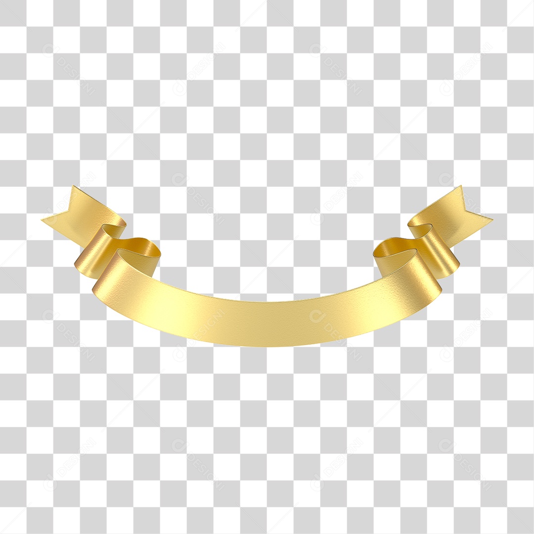 Elemento 3D Banner Fita Dourada PNG Transparente