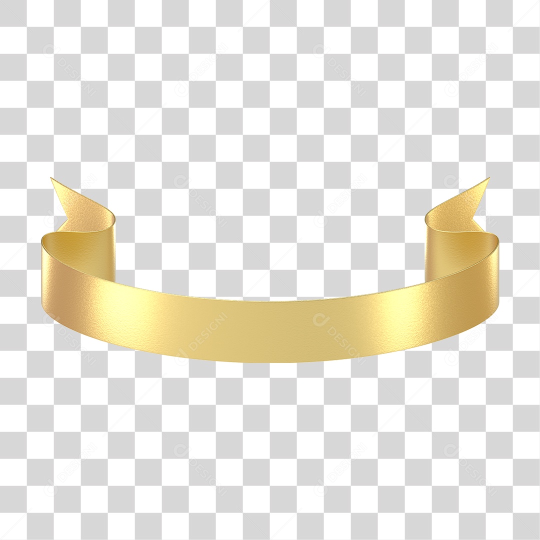 Elemento 3D Banner Fita Dourada PNG Transparente