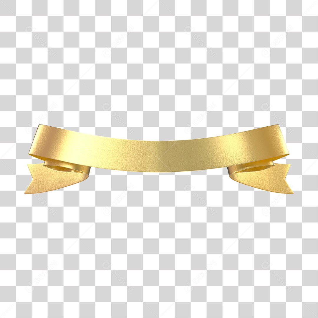 Elemento 3D Banner Fita Dourada PNG Transparente