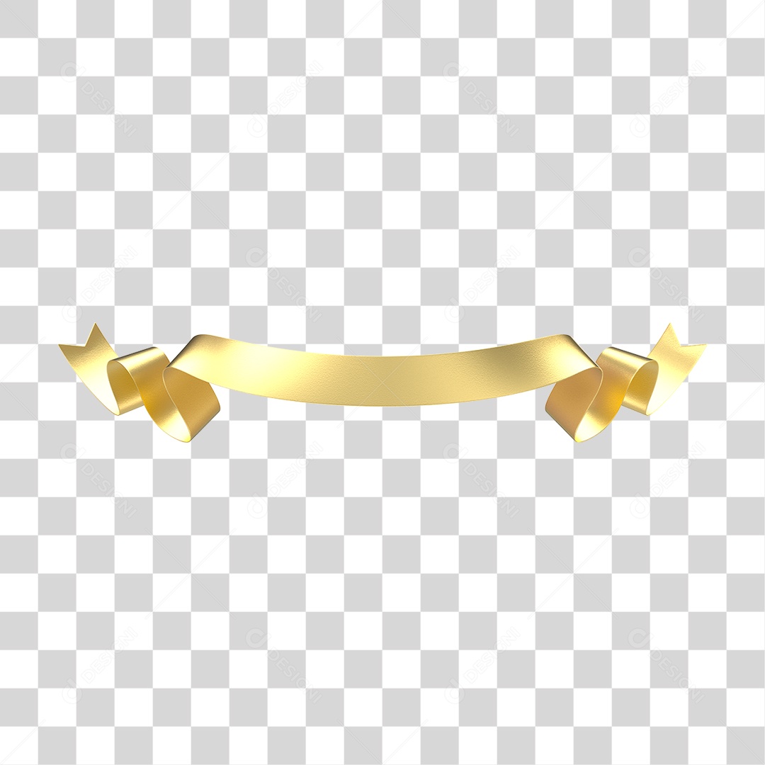 Elemento 3D Banner Fita Dourada PNG Transparente