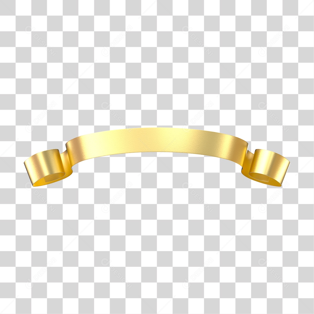 Elemento 3D Banner Fita Dourada PNG Transparente